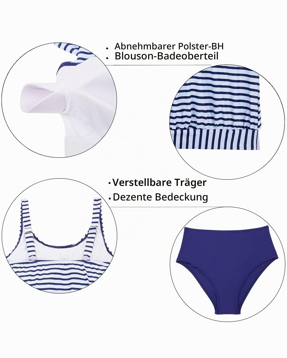 Yonique Tankini-Badeanzüge für Damen, lockere Passform, Blumendruck, Schlichter, Zweiteiliger Badeanzug