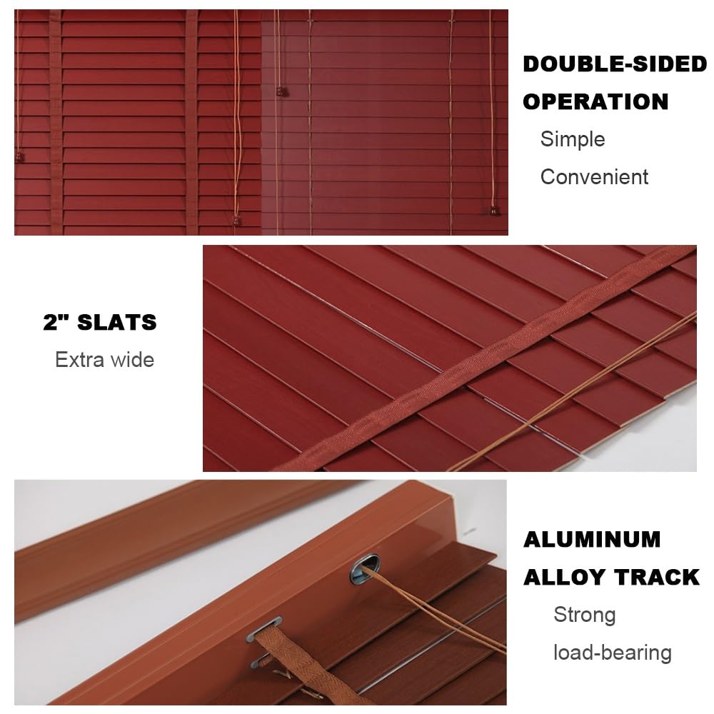 Tenda veneziana in legno, 130 x 22 cm, per interni, orizzontale, per proteggere la privacy e il sole, facile montaggio a parete/soffitto, disponibile in 120/130/140/150 cm
