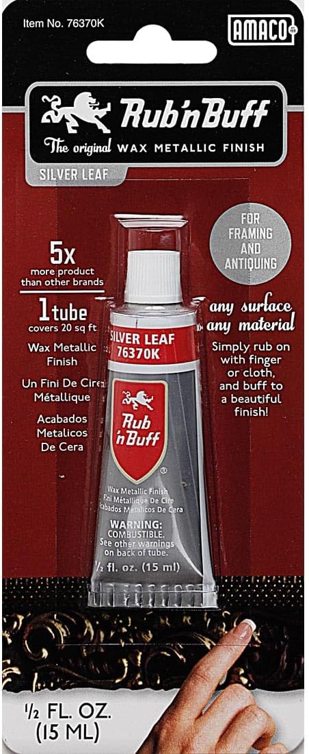 AMACO 76370K Rub 'n Buff Wax Metallic Finish, Silver Leaf, 0.5-Fluid Ounce