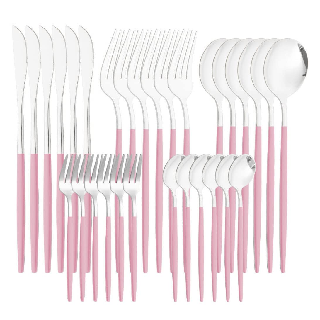 Juego de cubiertos de acero inoxidable, vajilla, cubiertos, utensilios para cocina, 30 piezas, estilo 3.