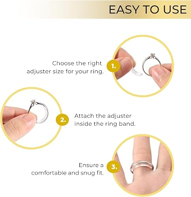Ring Adjuster for Loose Rings - Ring Tightener for 1-10 mm Band Widths - Invisible Ring Sizer Guards - Fit Almost Any Size Rings - 8 Pack