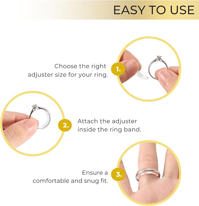 Ring Adjuster for Loose Rings - Ring Tightener for 1-10 mm Band Widths - Invisible Ring Sizer Guards - Fit Almost Any Size Rings - 8 Pack
