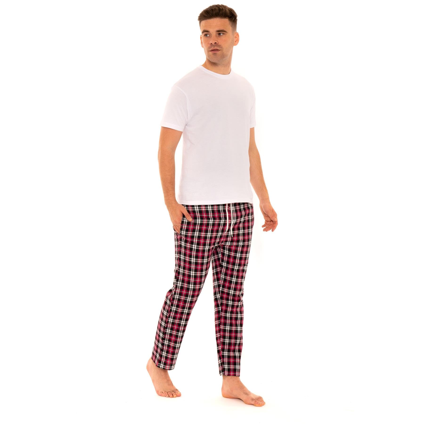 style it up Mens Woven Pyjamas 100% Cotton Pajamas Set Short Sleeve Crew Neck Luxury Lounge Top Soft Plaid Pants 2 Piece Sleepwear Set-picture-27
