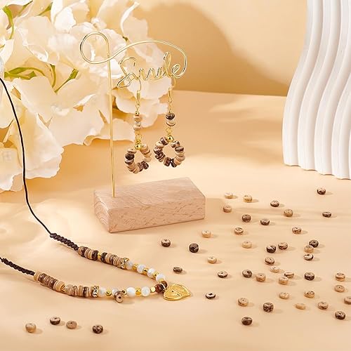 Miniatura 5 de OLYCRAFT 496 cuentas de cáscara de coco de 0.217 in de grosor con diseño de concha de coco natural para verano, playa, cuentas planas y redondas de