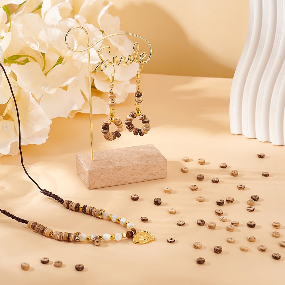 OLYCRAFT 220 ~ 222 pezzi conchiglie di cocco 8 x 3 mm naturale conchiglie di cocco Rondelle perline a tema spiaggia piatta rotonda di cocco perline fili per braccialetto collana gioielli