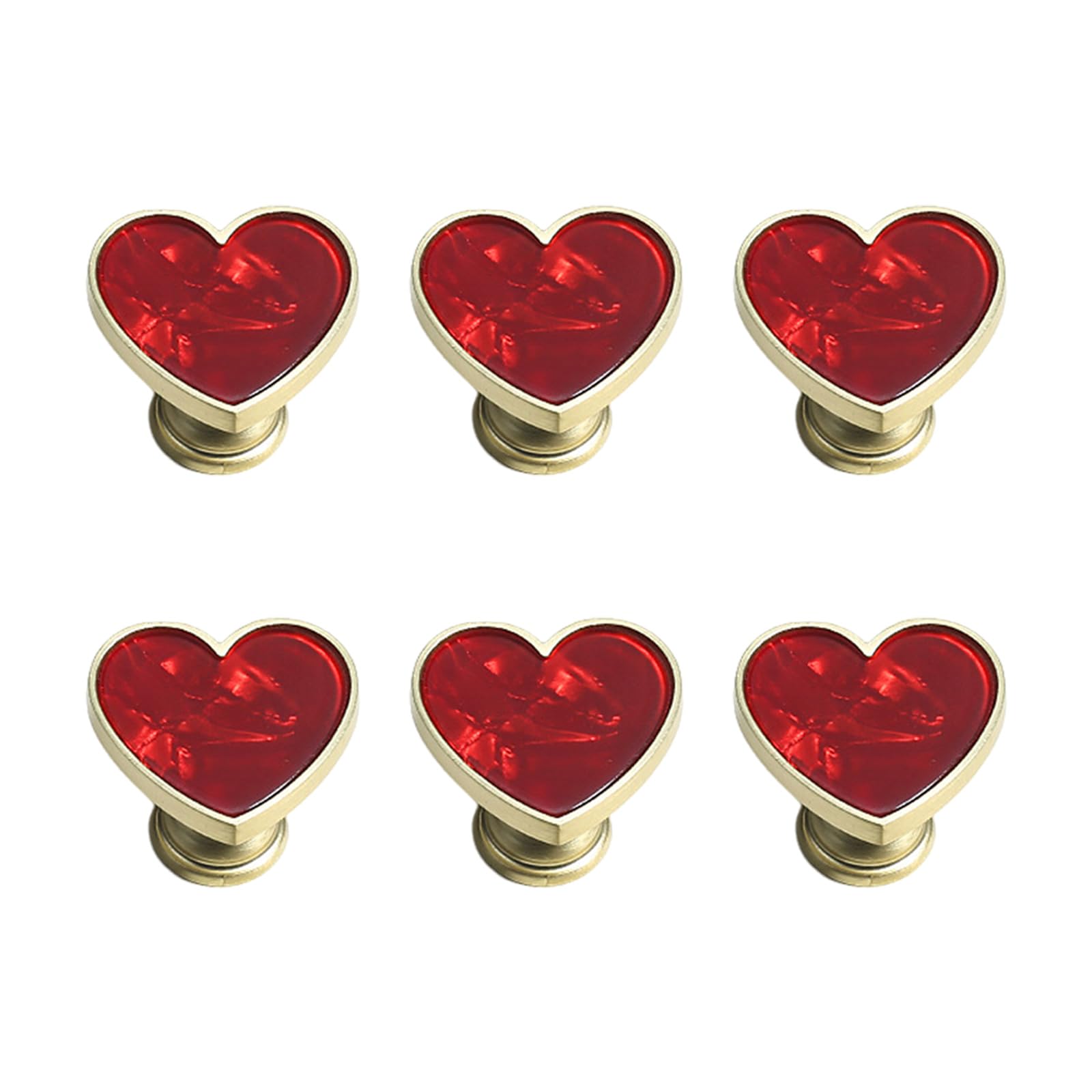 Zinc Alloy Heart Cabinet Knob Set of 6 Decorative Drawer Pull Hardware for Nightstands Dressers Cabinets and Doors Heart Cabinet Knobs Drawer Pull Set Dresser Hardware Nightstand Knobs Decorative Zinc