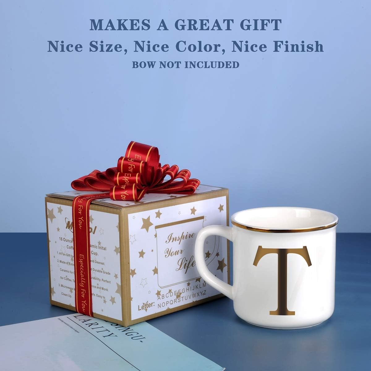 Miicol Ceramic Coffee Mug 16 oz, Monogram Coffee Cup, Golden Initial Tea Mug, Personalized Tea Cup, Unique Gift, Large Mug for Home, Office, Letter T - Image 6