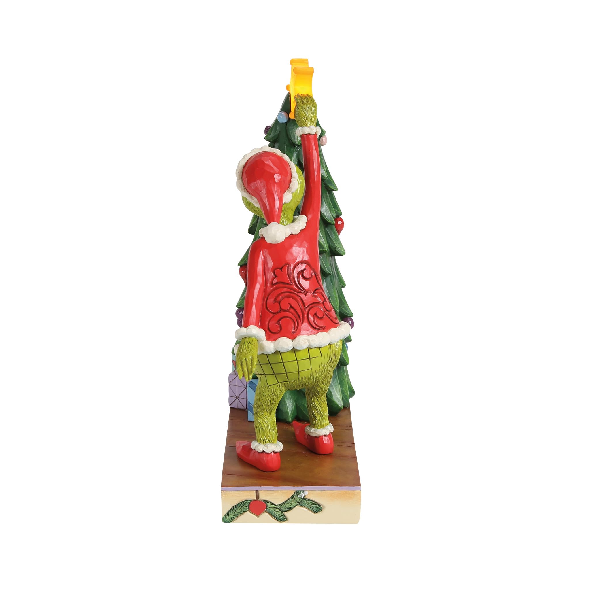Enesco Dr. Seuss Grinch by Jim Shore - Figura de estrella de árbol de Navidad iluminada, 9.84 pulgadas, multicolor