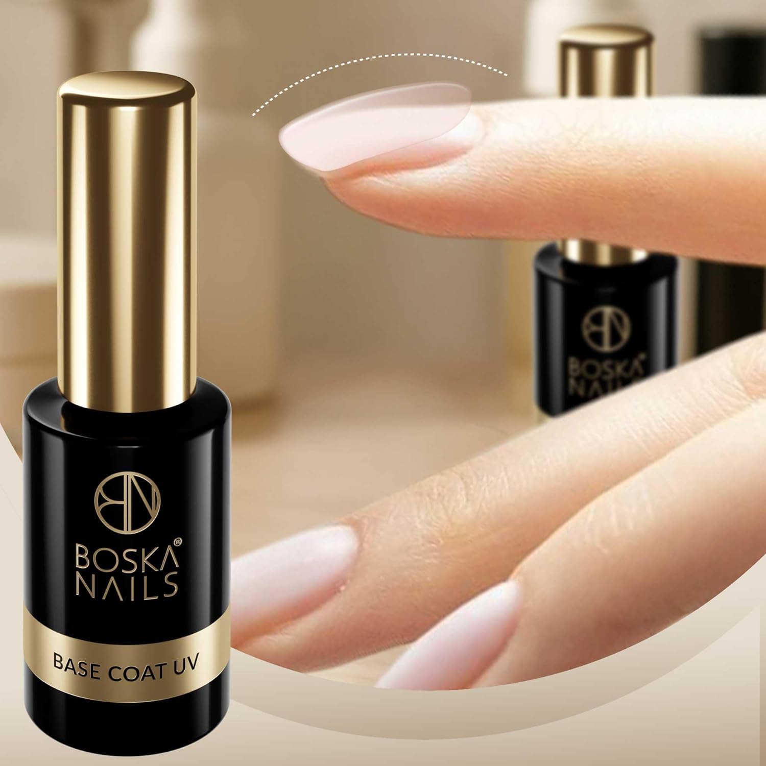 Set Base Coat UV 5 x 10 ml, Base professionale in gel per smalti ibridi, Primer UV trasparente con adesione e costruzione, Per studi professionali e utilizzi frequenti