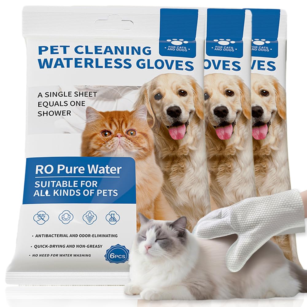 Guoxintech Pet Cleaning Gloves for Dogs and Cats, White