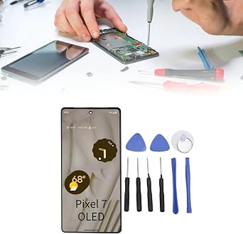 Pixel 7 Screen Replacement Kit 6.3 Inch LCD Multi Touch Display Includes Fingerprint Recognition Digitizer Assembly and Repair Tools for Pixel 7 Smartphone 2400x1080px Resolution