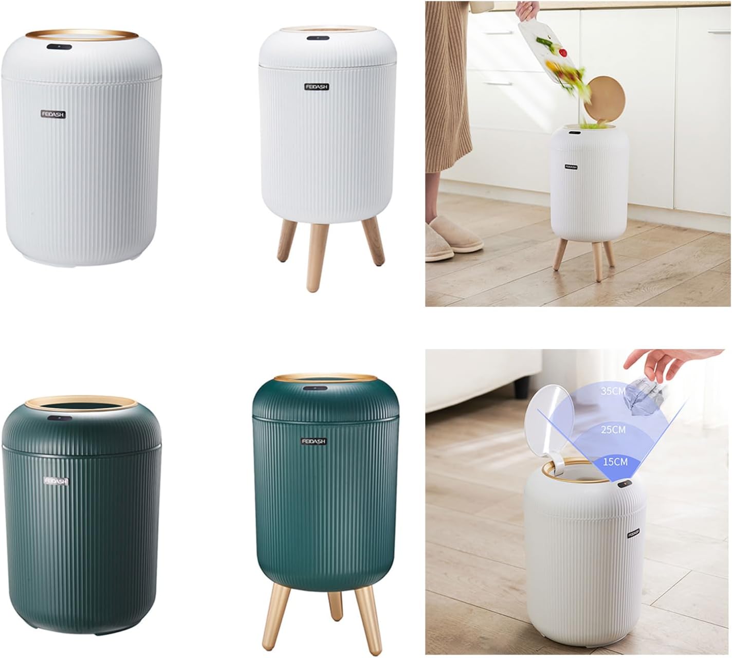 Automatic Sensors Trash Can for Bathroom Kitchen Luxury Smart Trash Bin Bedroom Waterproof Electric Waste Bin 9.5L/10L