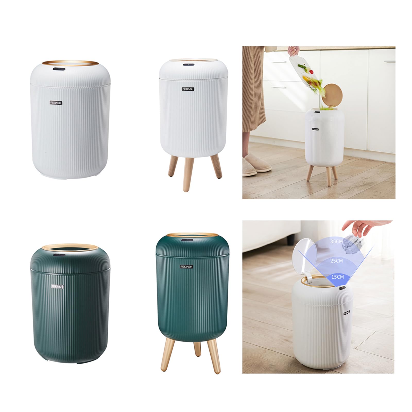 JOKOTI Automatic Sensors Trash Can for Bathroom Kitchen Luxury Smart Trash Bin Bedroom Waterproof Electric Waste Bin 9.5L/10L