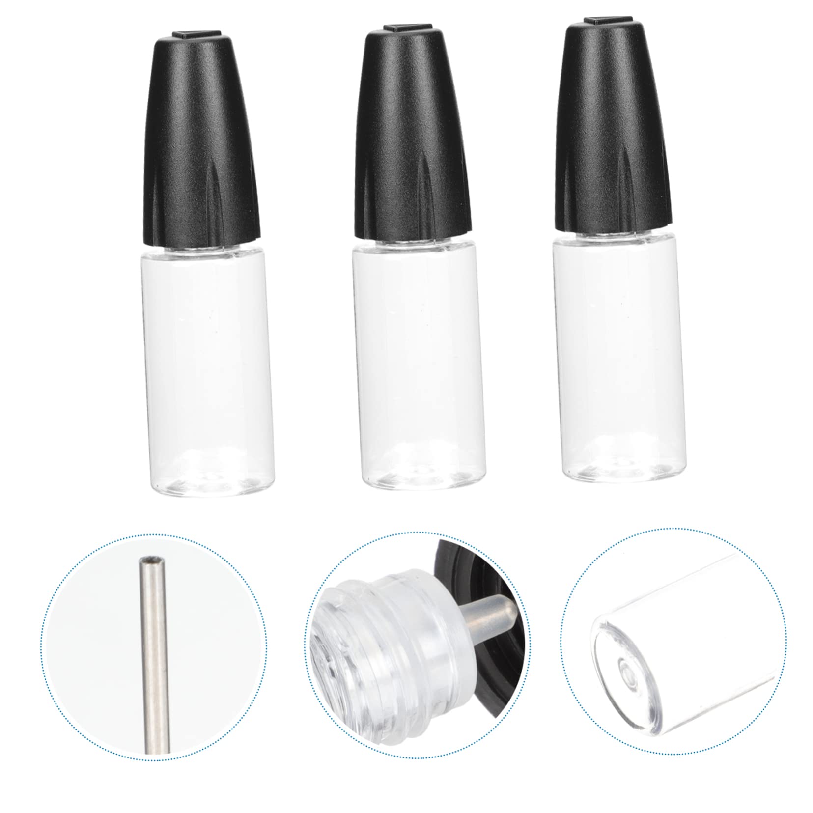 SHINEOFI 24 Piezas embotellado por inyección de aguja larga contenedor de pigmento contenedor de pegamento liquido botella exprimible con punta de aguja botella de 10ml relleno envase flujo