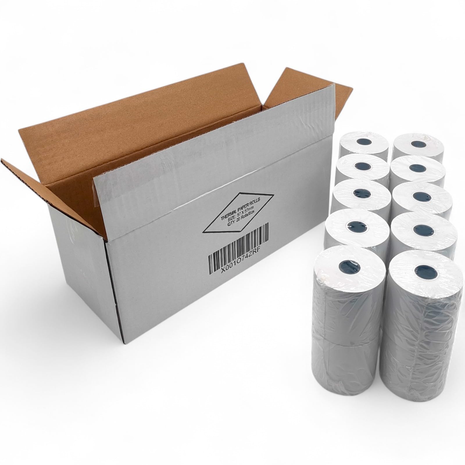 30x Rolls 57x57mm Thermal Till Rolls White Top-Coated Receipt Paper for POS Systems