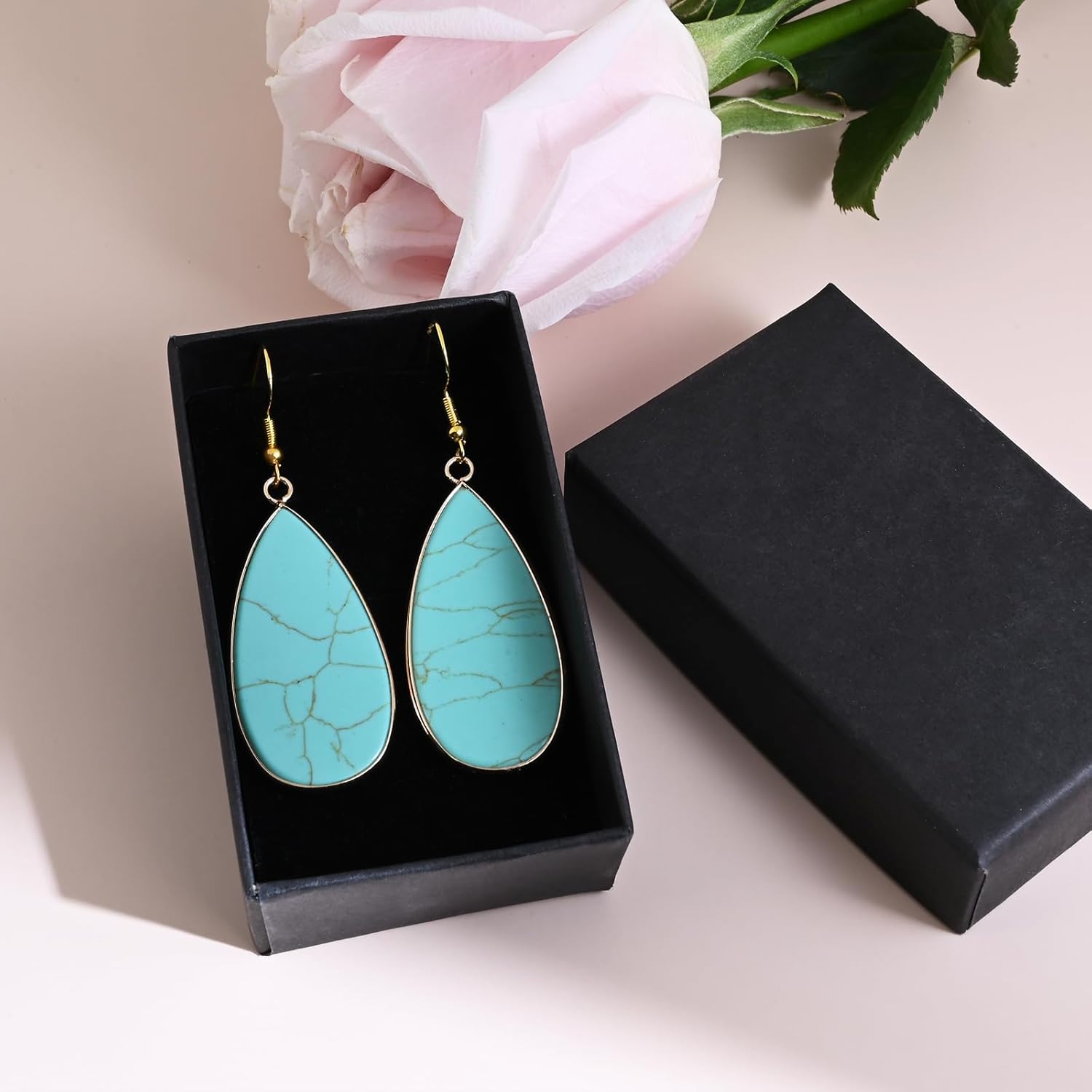 Turquoise Earrings Shaped Teardrop Dangle Earrings for Women Gemstone for Birthstone Turquoise Jewelry - Image 7