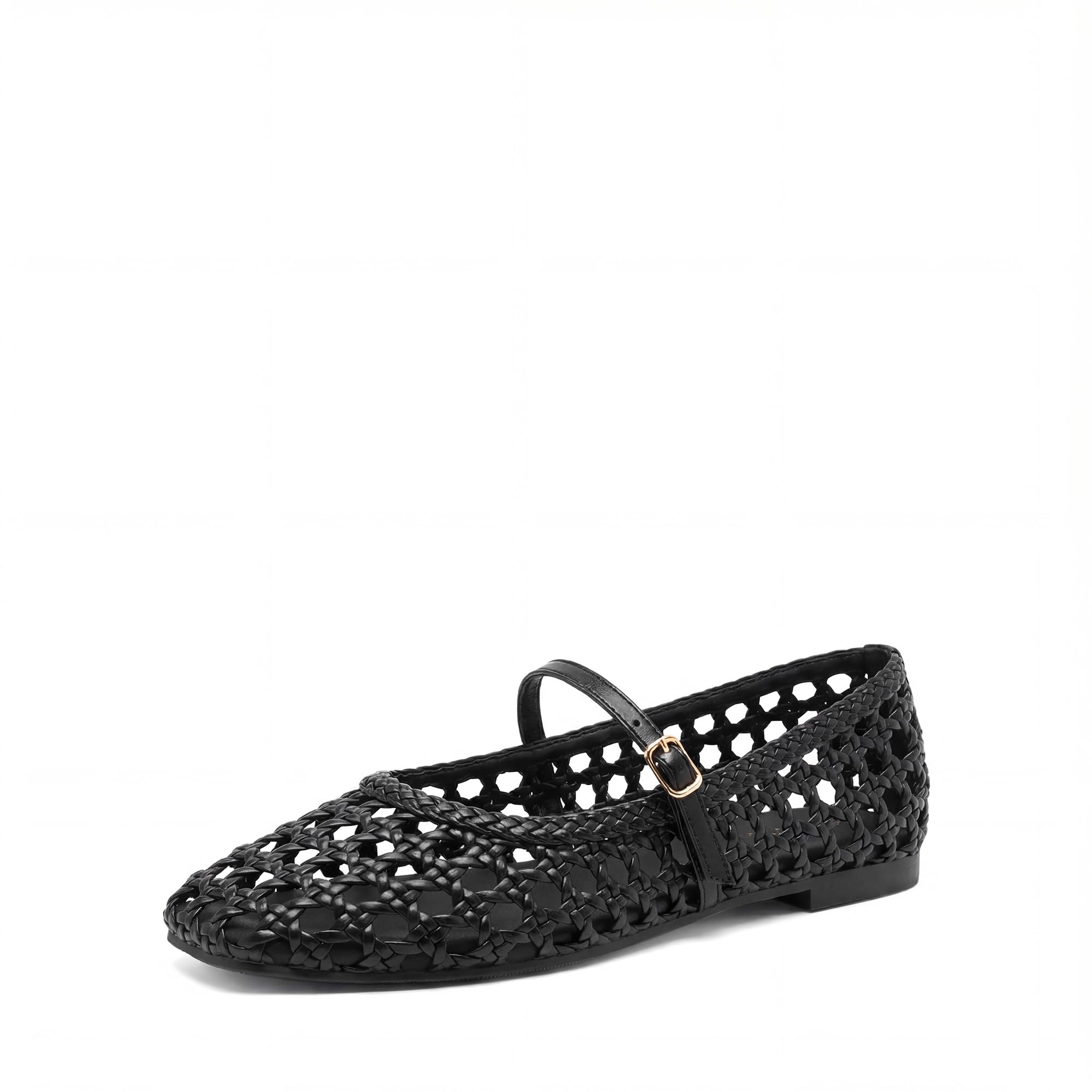 DREAM PAIRS Bailarinas de Mary Jane Tejidas para Mujeres, Cómodas y Elegantes, con Punta Cuadrada y Correa Ajustable