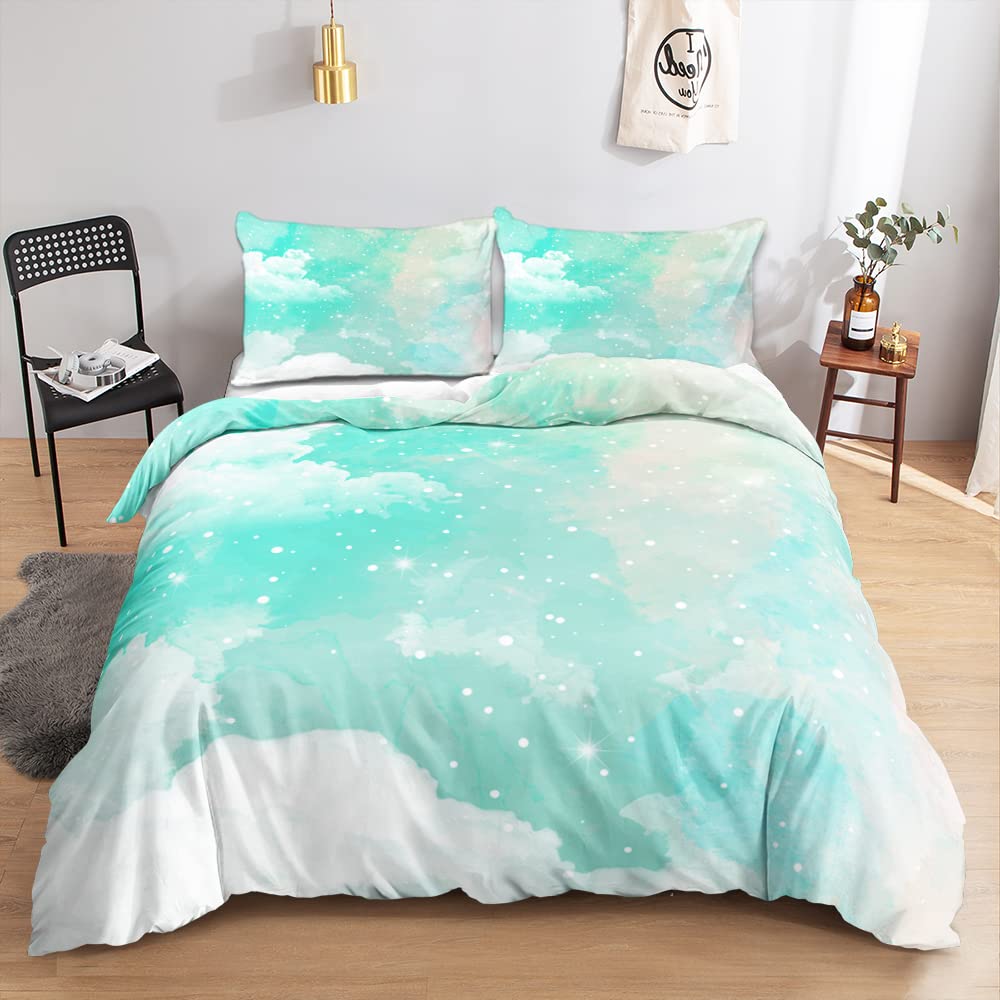 Parure de lit housse de couette 240x260 cm adulte vert clair microfibre