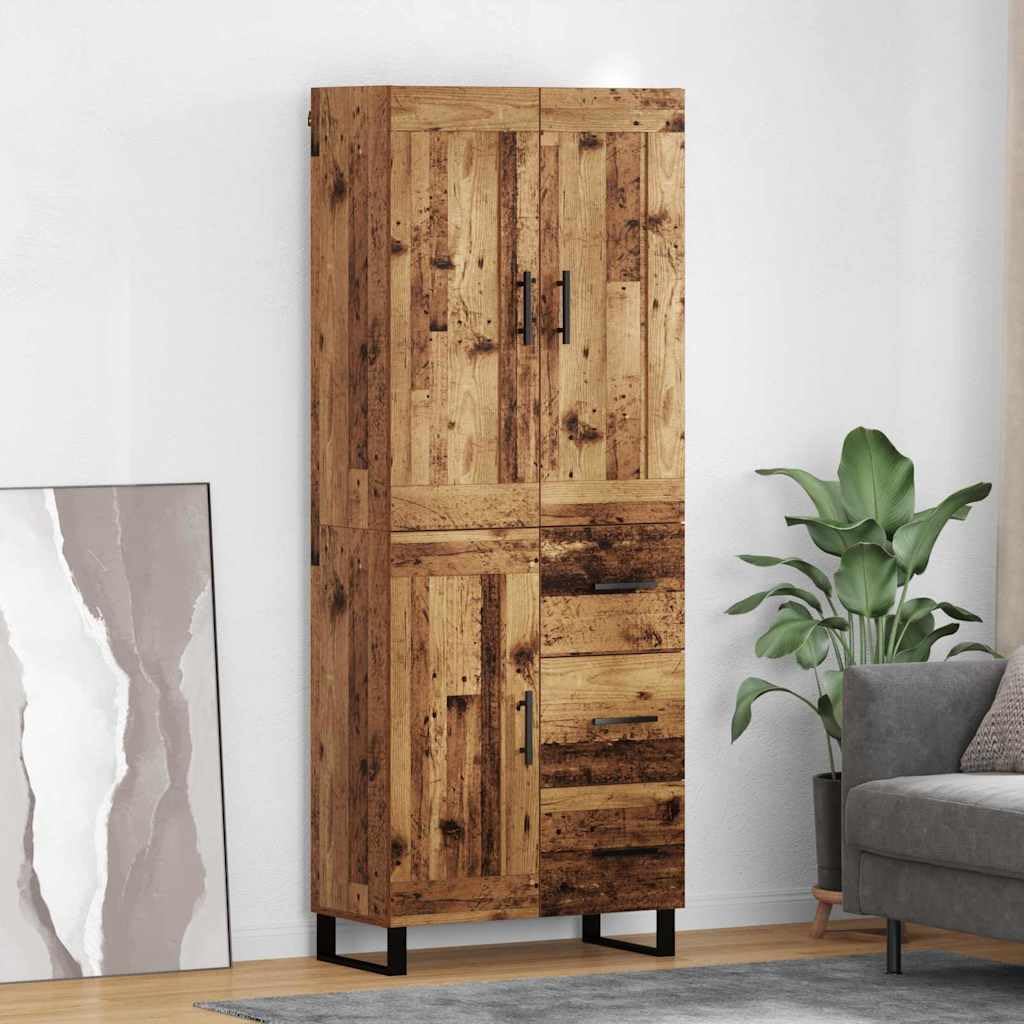 SYDE Credenza alta 2 unità legno 69,5 x 34 x 180 cm | Ante con cerniere, maniglie in metallo nero, ripiani, gambe quadrate, montaggio facile