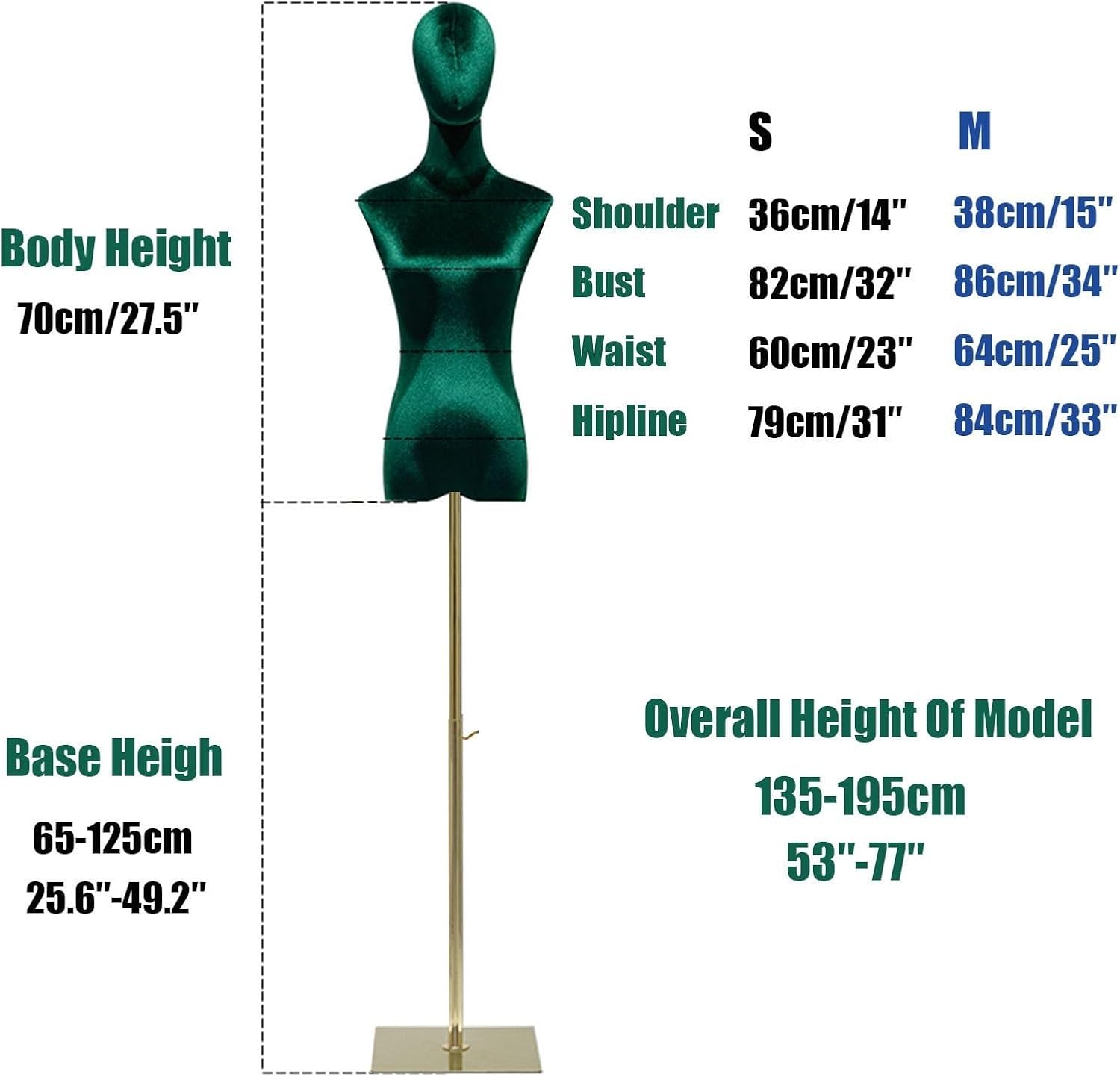Adjustable Female Dress Form Mannequin Torso, 53-77 Inch Height for Sewing & Jewelry Display, Ideal for Women’s Clothing, Size B (Small) - Perfect for Tailoring & Craft