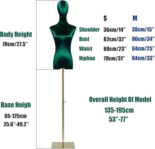 Miniatura 7 de Adjustable Female Dress Form Mannequin Torso - 53-77 Inch Height for Sewing, Jewelry Display & Tailoring - I-Small Size Stand Included