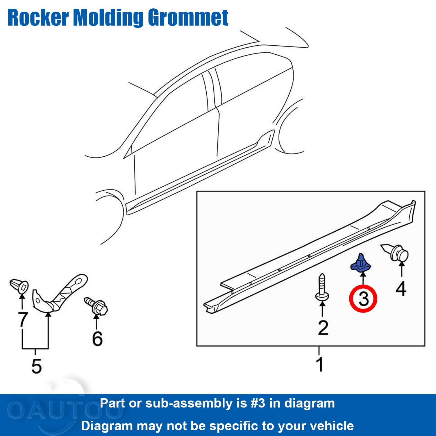 Amazon.com: OAUTOO 25pcs Rocker Molding Grommet Nut MR280579 for  