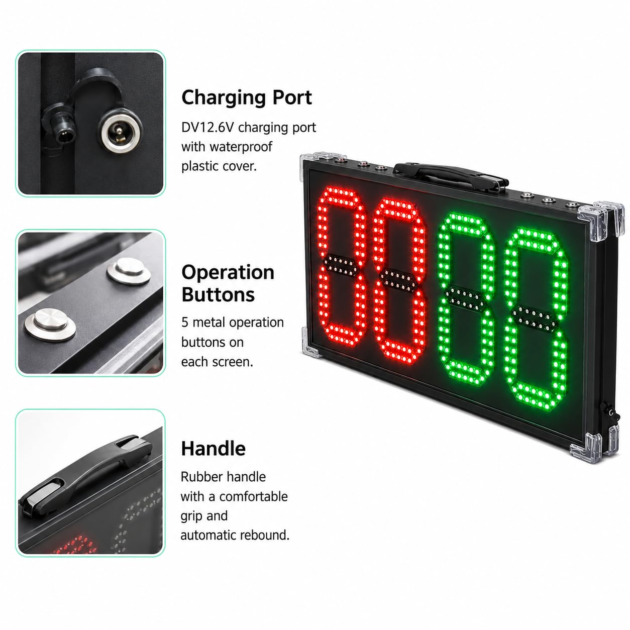 Tablero de sustitución LED, pantalla electrónica de cambio de jugador para partidos y entrenamiento, dispositivo de cronometraje deportivo para entrenadores y árbitros, diseño duradero y ligero