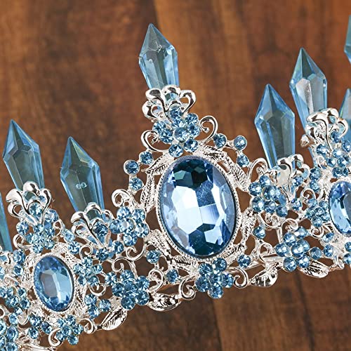 Diamentowa Tiara niebieski zielony czerwony kryształ diadem dla panny młodej korony wspaniały diadem ze strasami dla księżniczki nakrycie głowy ślubne akcesoria do włosów