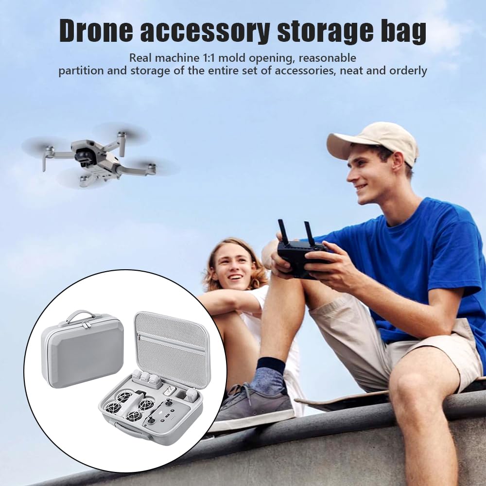 Custodia per DJI NEO, Borsa da Viaggio Portatile in PU, Custodia Rigida Portatile Antiurto, Custodia Compatta con Tracolla, per DJI NEO Drone Aceessories, RC-N3 Controllore, Batterie (Grigio)