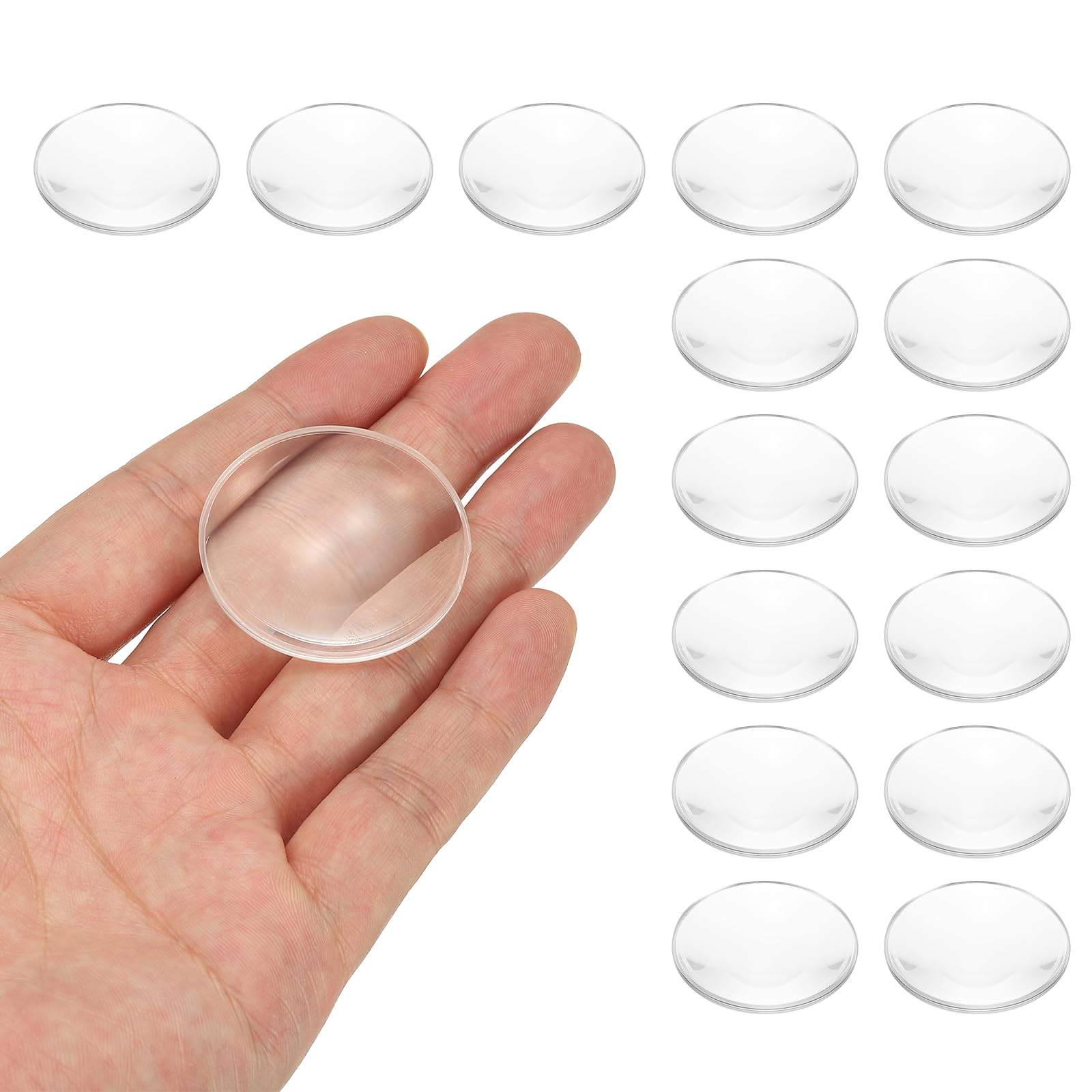 PATIKIL 15 Pack Biconvex Lens, 37mm Dia. 42mm Focal Length Aspheric Optical Lenses Magnifier Paperweight Acrylic Double Convex for DIY Office Desk Home Science Experiment Telescope