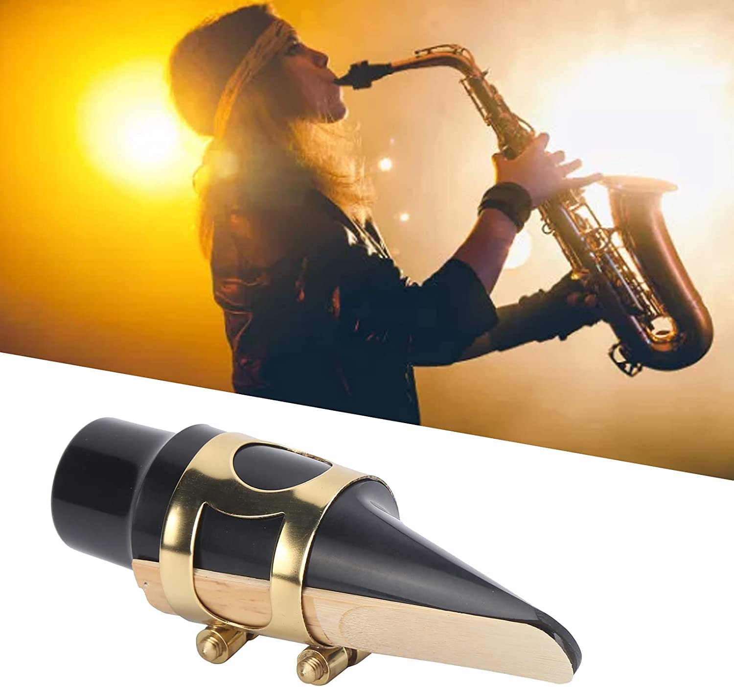 20 Stück Altsaxophon Mundstück Kit Saxophon Mundstück mit Messing Blattschraube Kunststoffkappe 2,5 Blätter und Kissen Pads