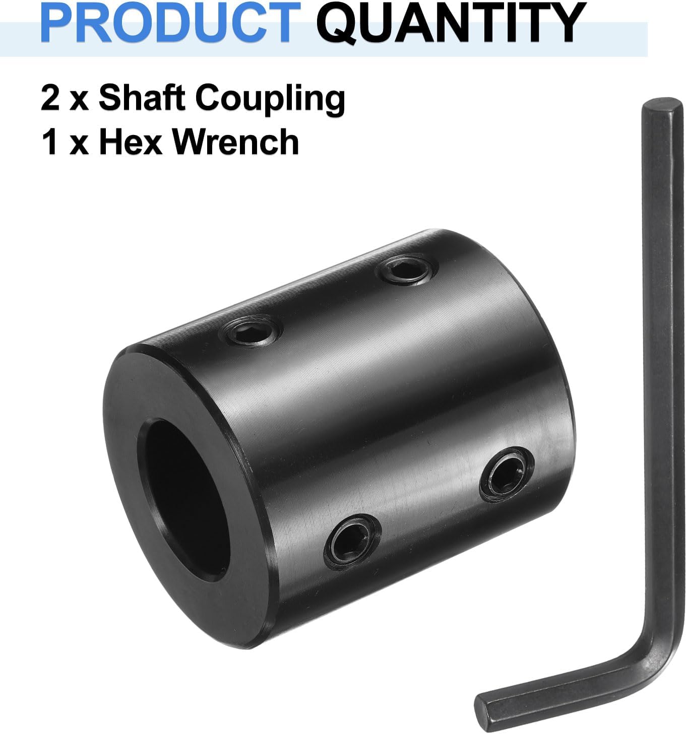 uxcell 2 Pcs Shaft Coupling, 7/8" Bore 1-3/4" OD 2" Length Black Oxide Plated Steel Rigid Coupling with Hex Wrench for 3D Printers Motor Wheel (4 Screws Each Piece)