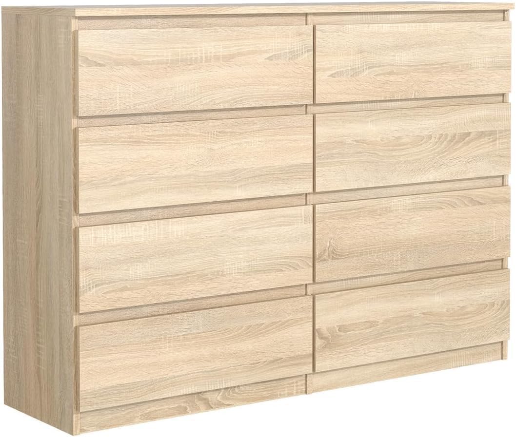 Cómoda 120 cm, 8 Cajones, Roble Sonoma