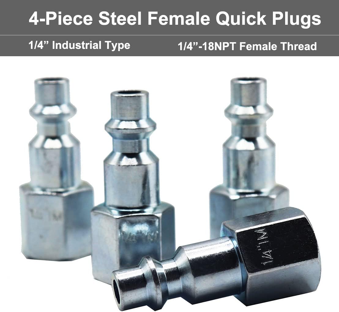 YOTOO 19 Pieces Air Hose Fittings, 1/4 NPT Industrial Air Coupler & Plug Kit