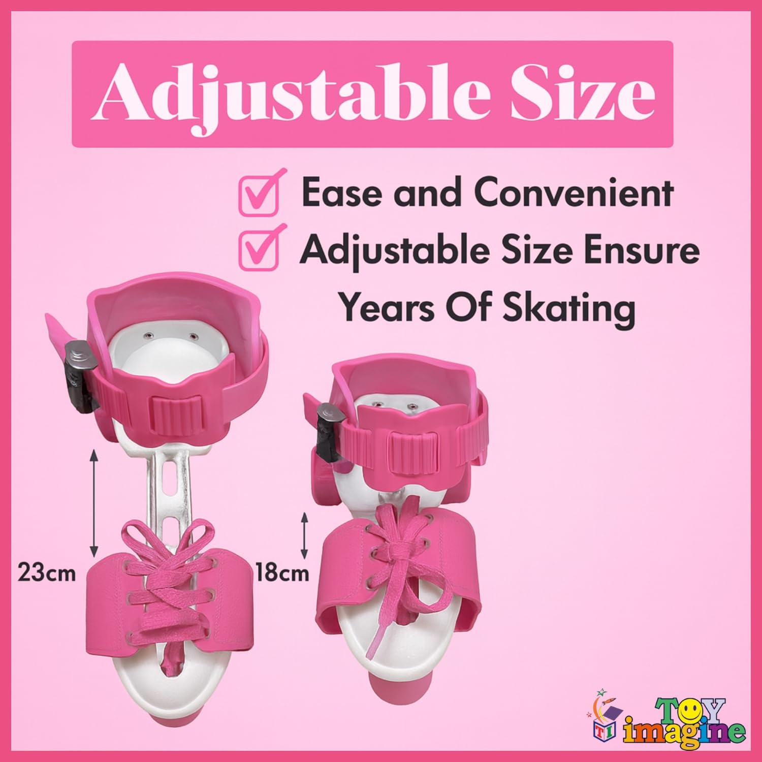 Toy Imagine Adjustable Inline Roller Skates for Kids Girls Age 4–12 | Beginner-Friendly Skating Shoes with Front Brake & Polyurethane Wheels | Skates for Boys & Girls 4+ Years (Pink, Size 5–12 UK) 1