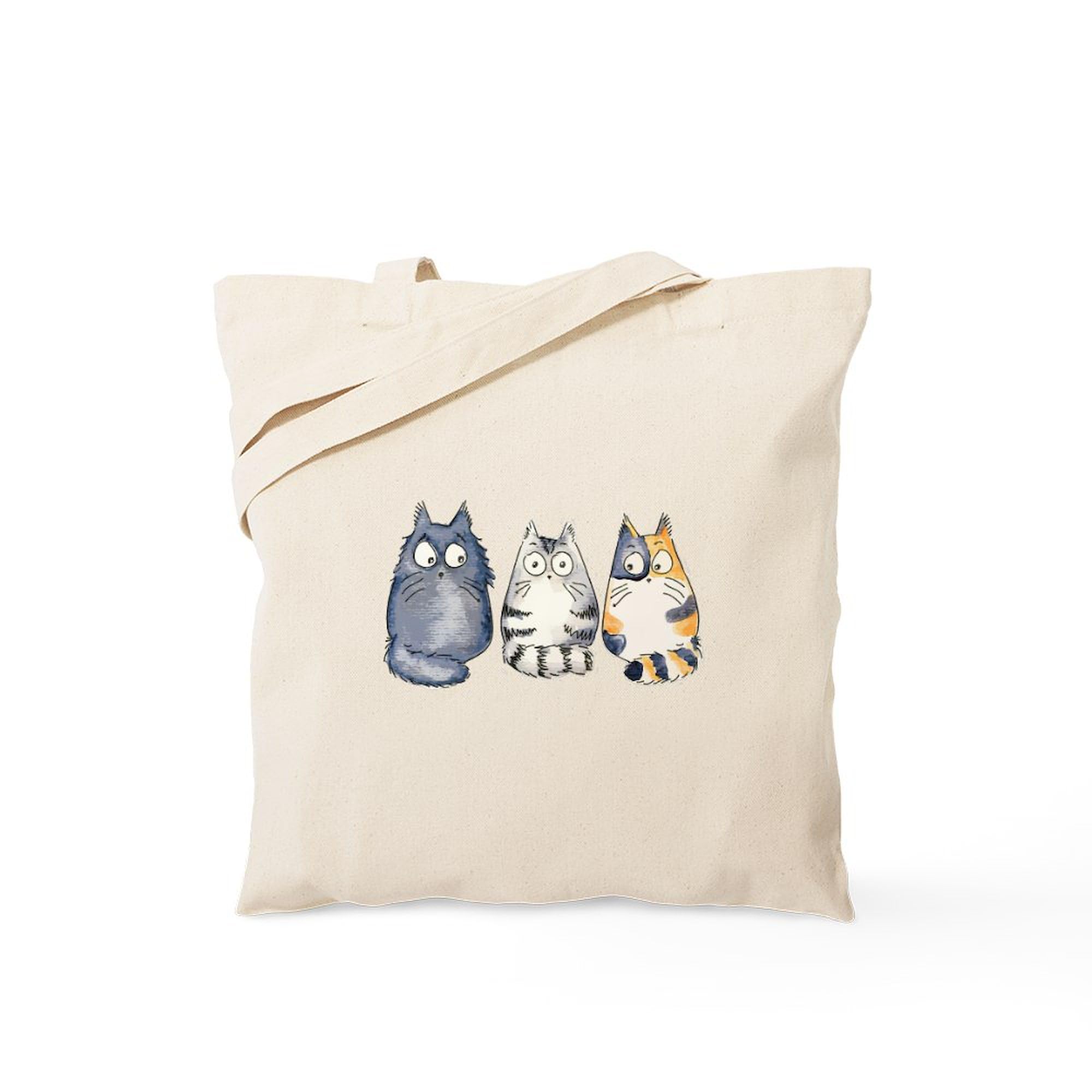 CafePress Three 3 Cats Tote Bag Reusable Natural Beige Canvas Shopping Bag