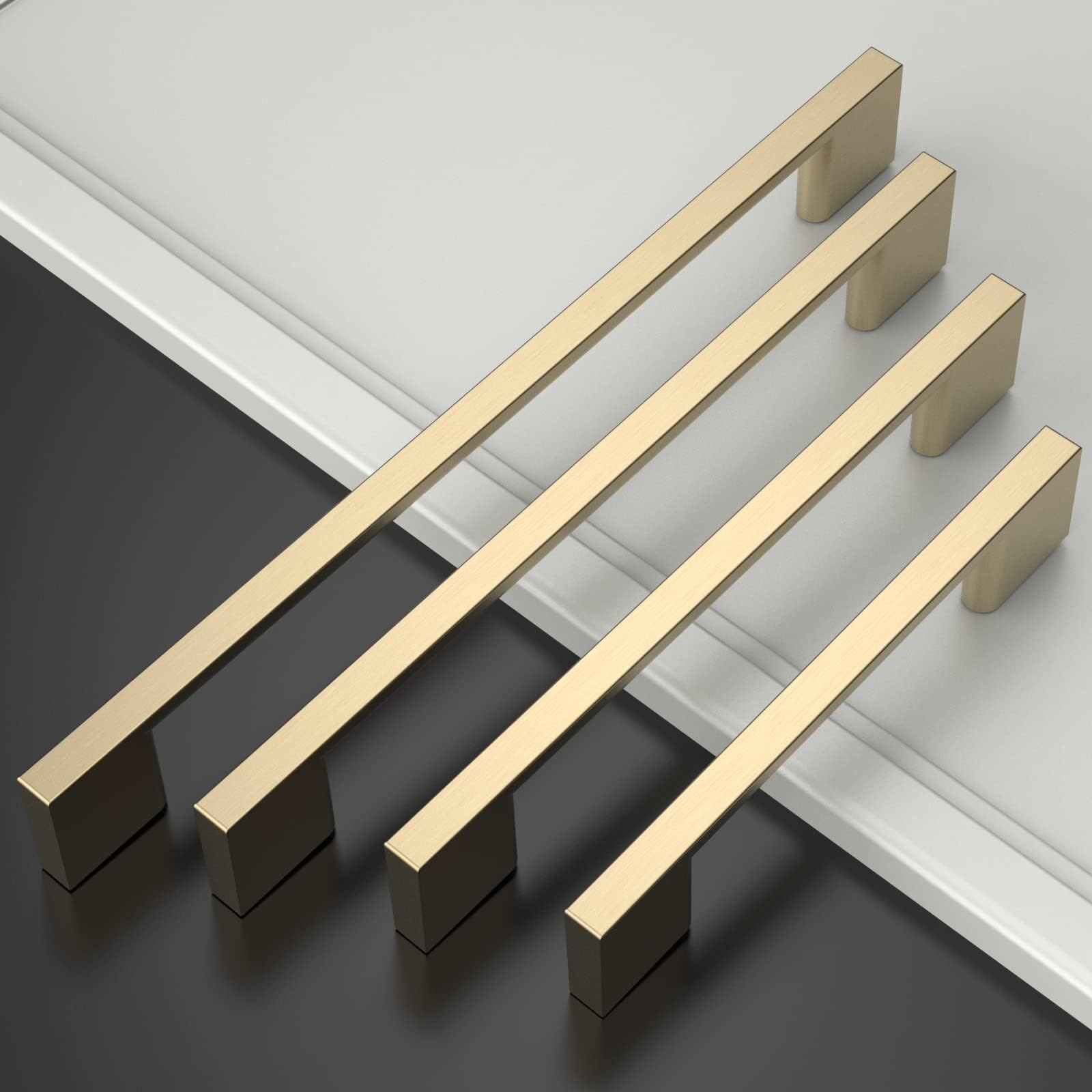 Amerdeco 10 Stück Möbelgriffe Gebürstetes Messing, 256mm Lochabstand, Zinc alloy Schubladengriffe & Schrankgriffe für Küchenschränke & Kleiderschränke UK0022