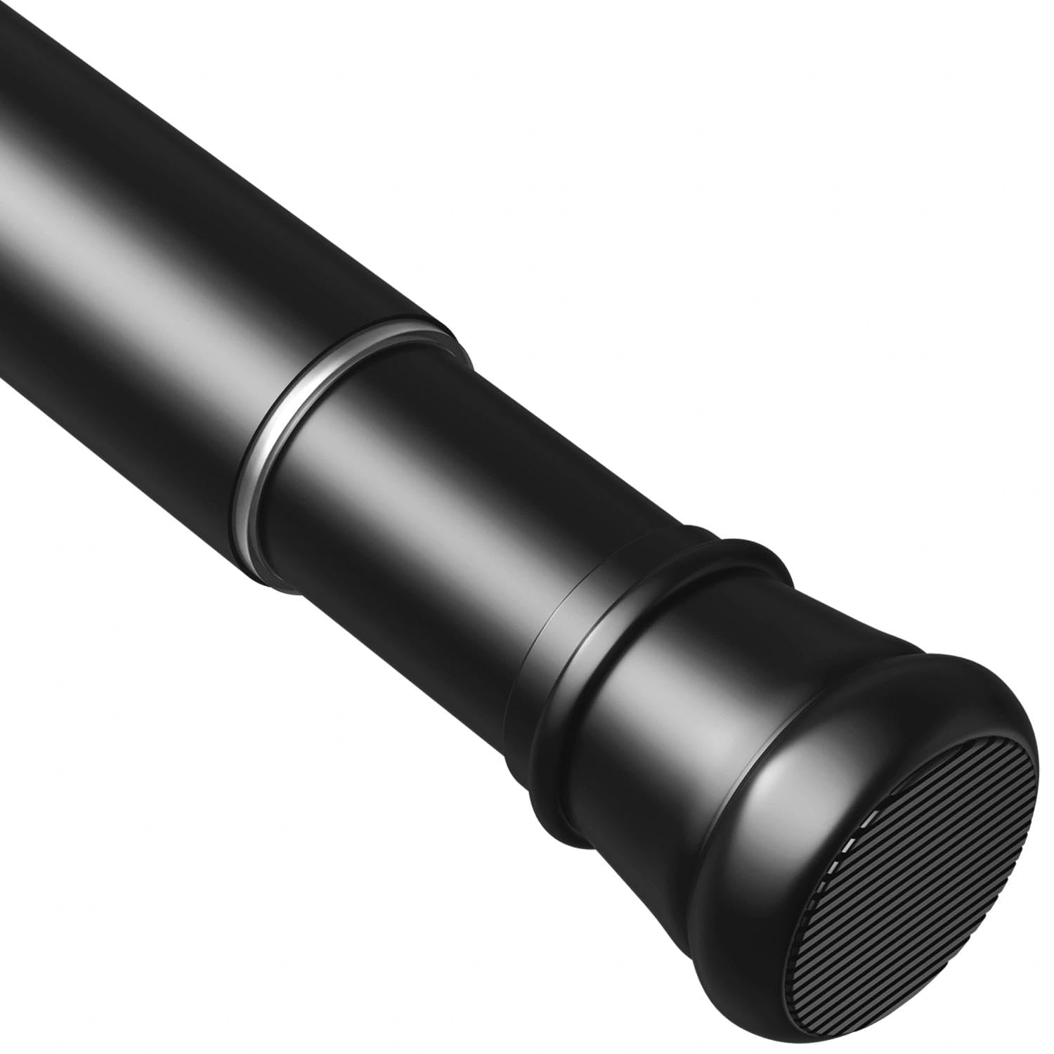 Rod&Trikin Black Curtain Poles No Drilling Adjustable Shower Poles Extendable Anti-Slip Ends For Wardrobe,Bathroom 133-200Cm