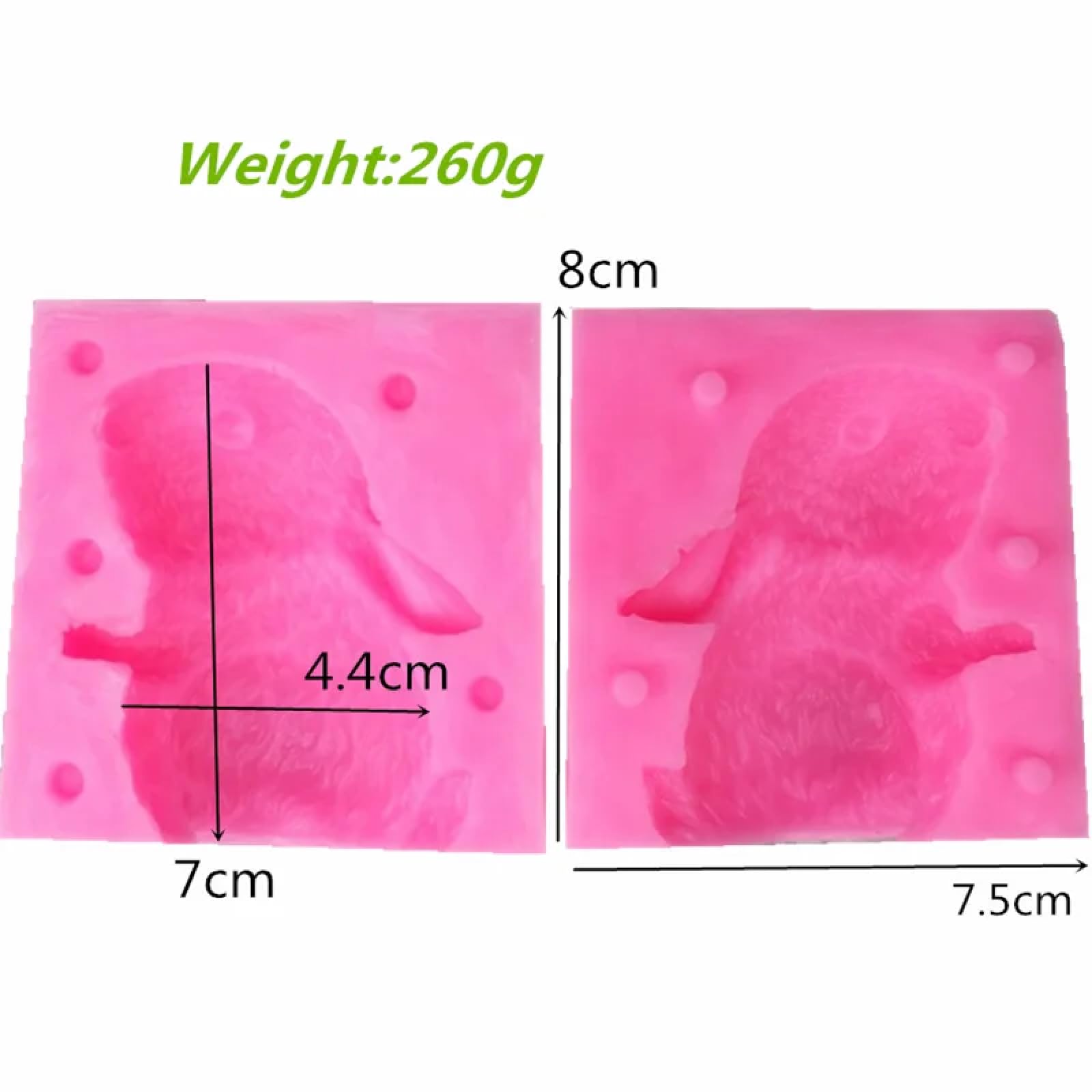 Moldes de silicona para manualidades, molde para tartas, 8 x 7,5 cm, molde de silicona con forma de conejo en 3D, molde de resina para decoración de postres