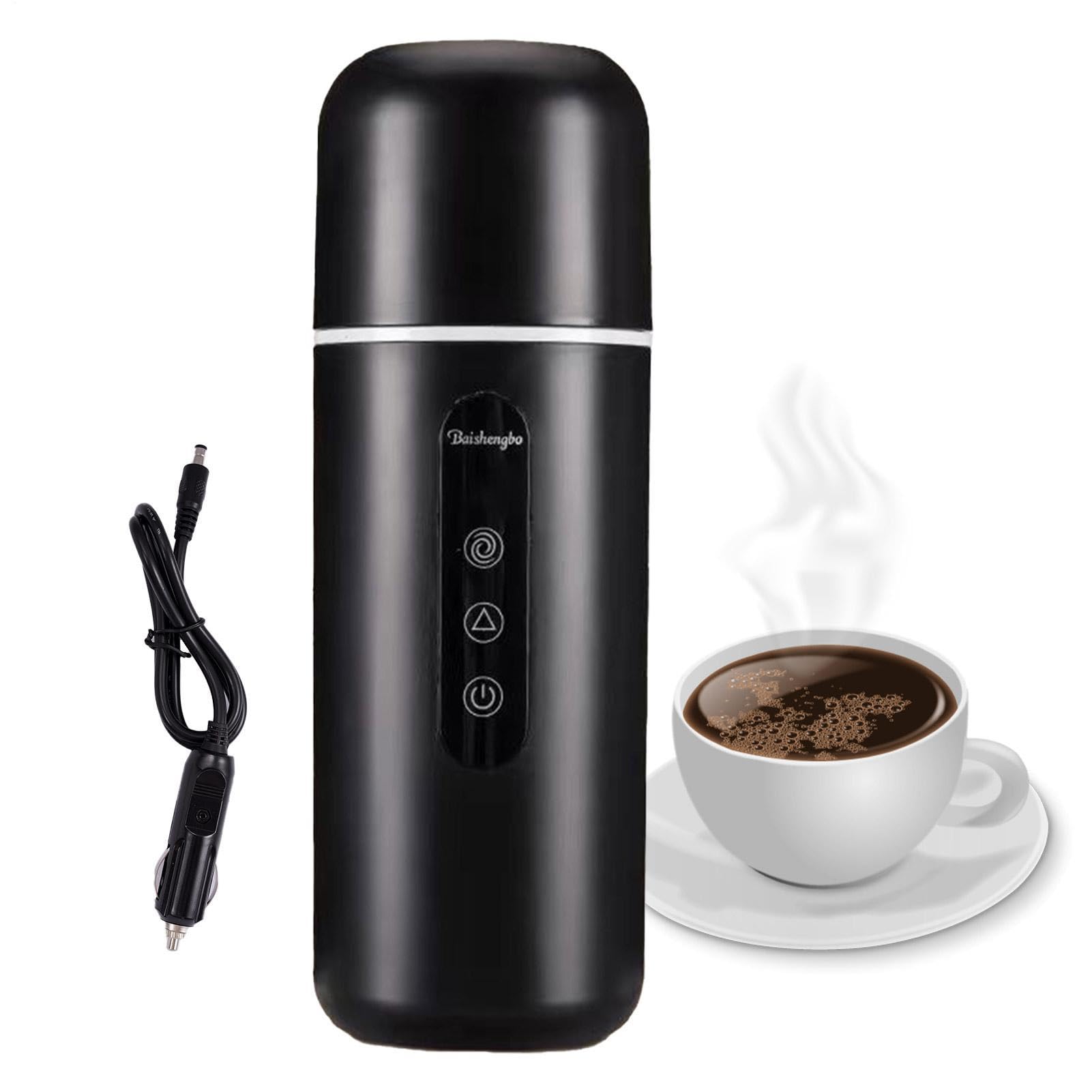 Calentador de agua para coche, de calentamiento rápido, hervidor de café | de 12 V/24 V | Hervidor de temperatura constante de 420 ml, tazas calefactables universales con agitación automática