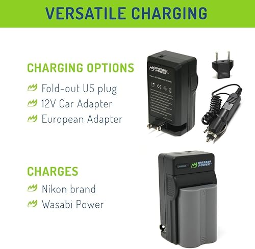 Miniatura 6 de Wasabi Power Batería (paquete de 2) y cargador para Nikon EN-EL3e y Nikon D50, D70, D70s, D80, D90, D100, D200, D300, D300S, D700