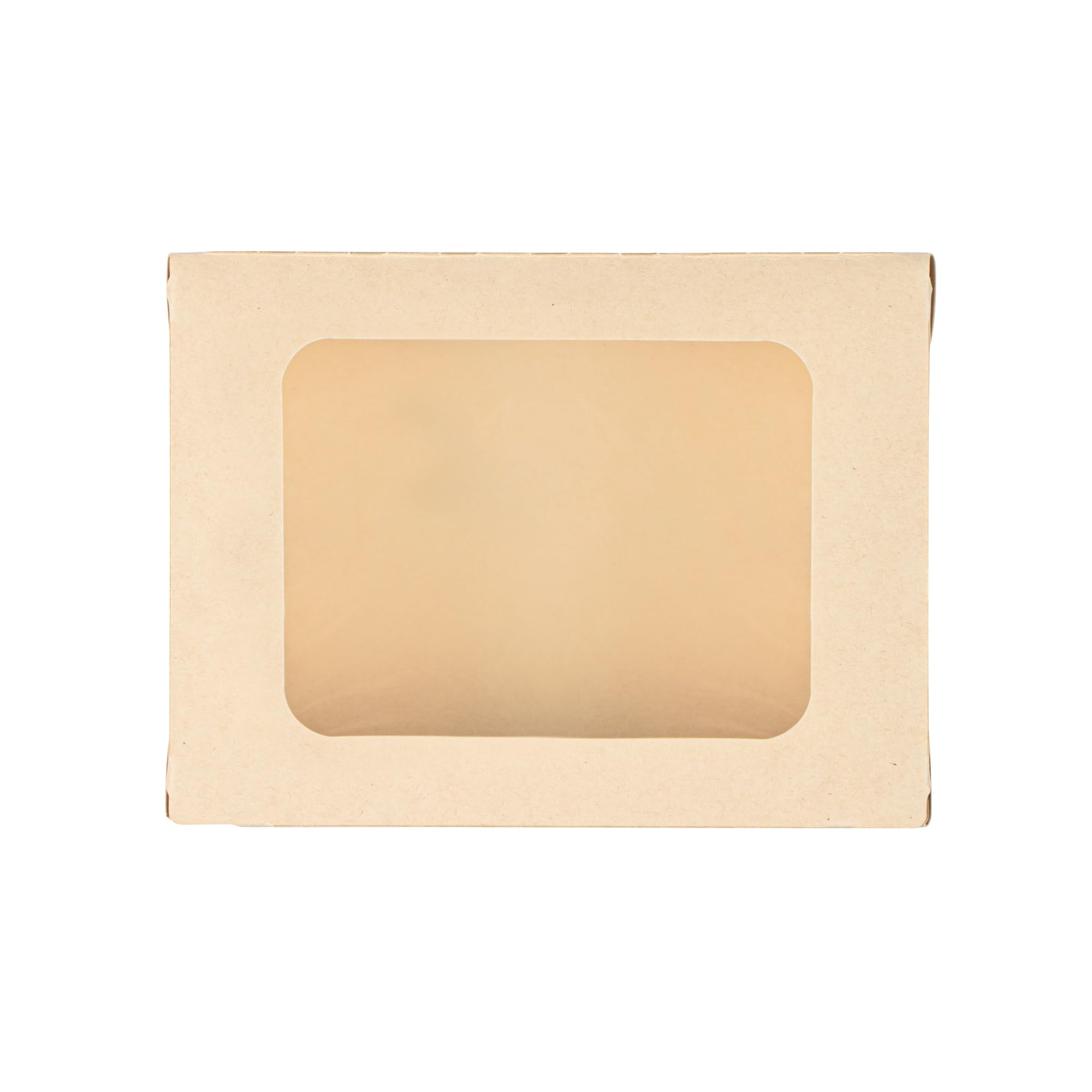 Restaurantware - Cajas de papel resistentes de 28 onzas, 50 recipientes desechables para alimentos, con forro de ácido poliláctico, dos ventanas transparentes de ácido poliláctico, contenedores de