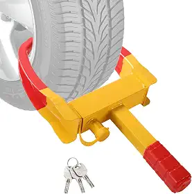 Acymner Trava de braçadeira de roda | Trava de pneu antifurto resistente, trava de roda de reboque ajustável, trava de pneu de segurança universal com 3 chaves para carros, caminhões, trailers, SUVs