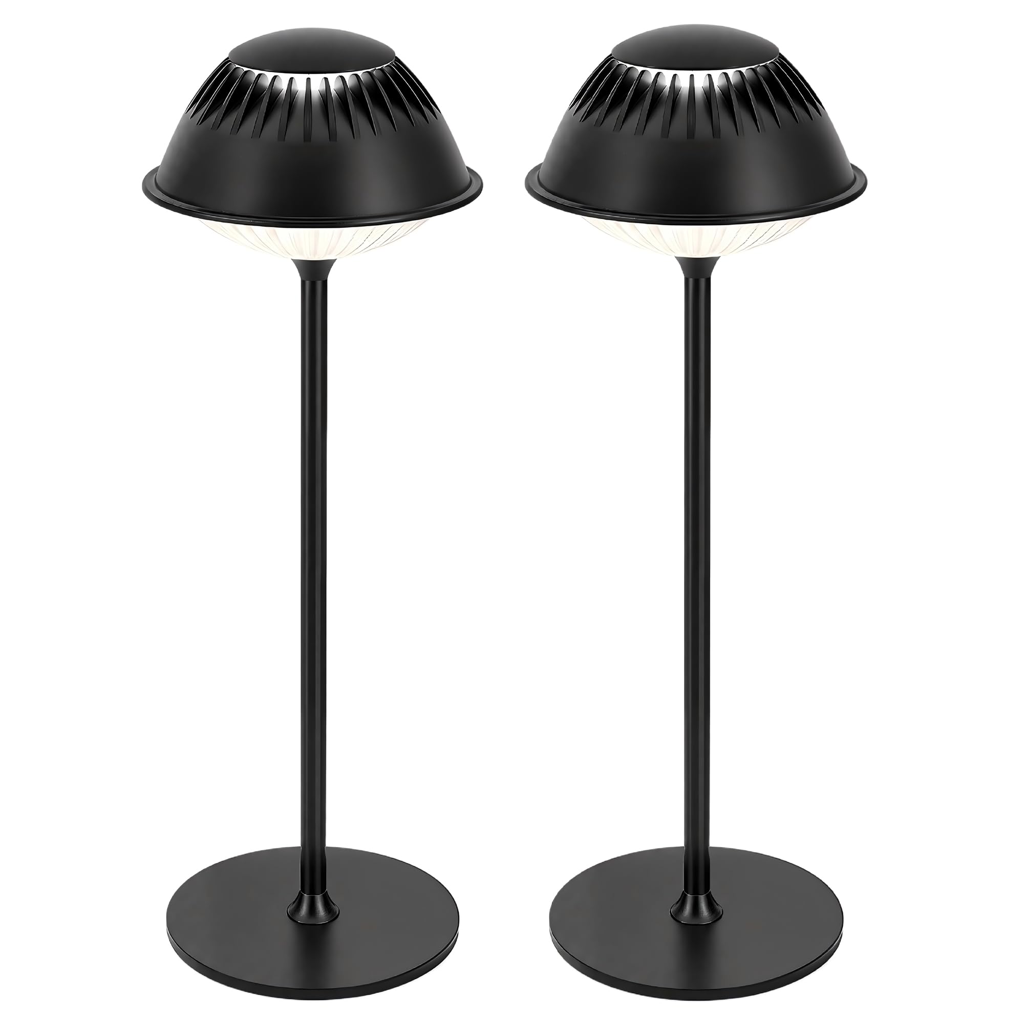 LuminexDesigns Set 2 Lampade LED da Tavolo Senza Fili – Touch Dimmerabile, Ricaricabili, Impermeabili, Design Industriale Vintage in Metallo Opaco Nero, per Camera da Letto, Soggiorno, Ufficio e Bar
