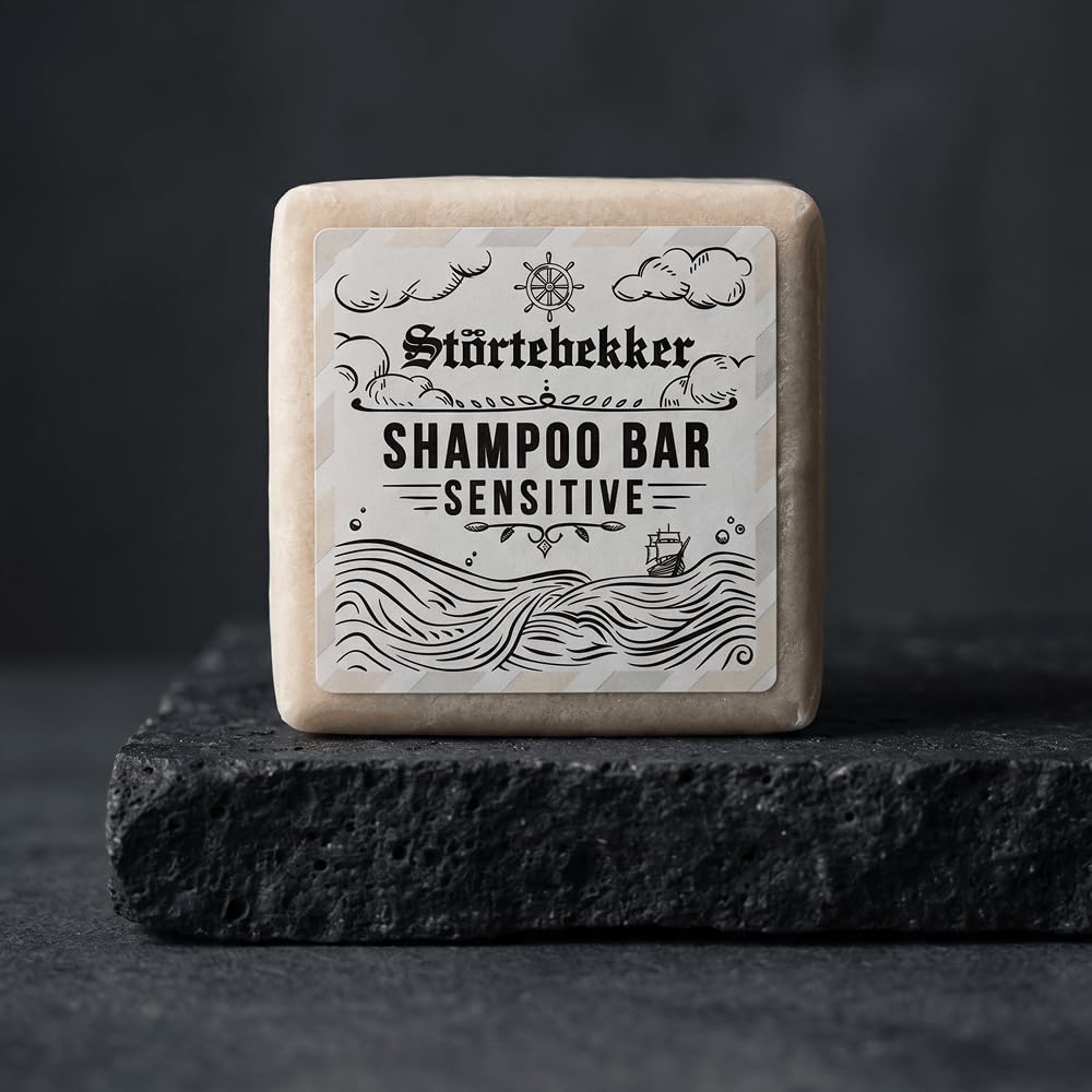 Störtebekker® Premium stały szampon Sensitive – Solid Shampoo Bar | Do skóry wrażliwej – neutralne pH skóry – łagodne czyszczenie bez wysychania