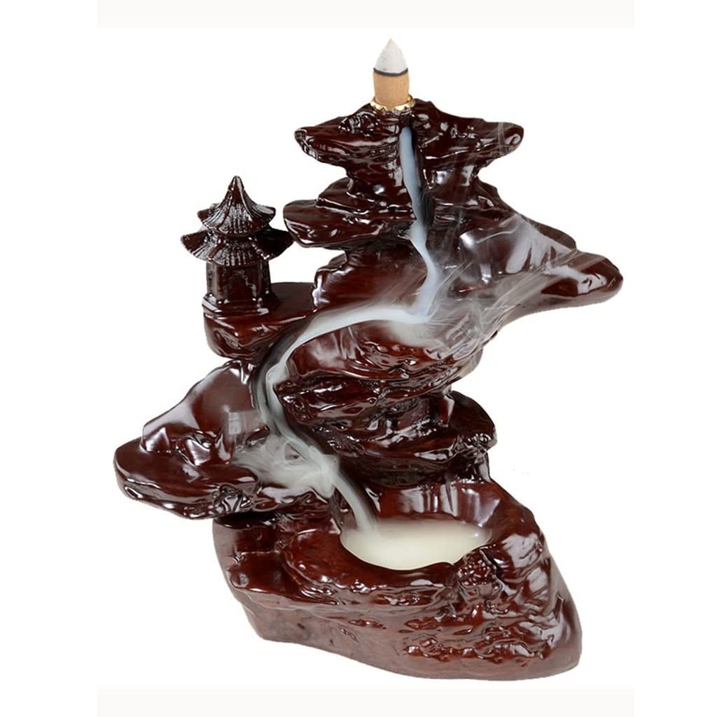 Basxdrfxz A Incense Holder Base Incense Burner Waterfall Mountain Flowing Water Backflow Sandalwood Cone Home Indoor Holder Creative Ornaments