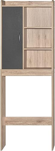 Miniatura 3 de Woodpeckers Furniture And Mattress Ace - Estante de almacenamiento para inodoro (roble natural + gris oscuro)