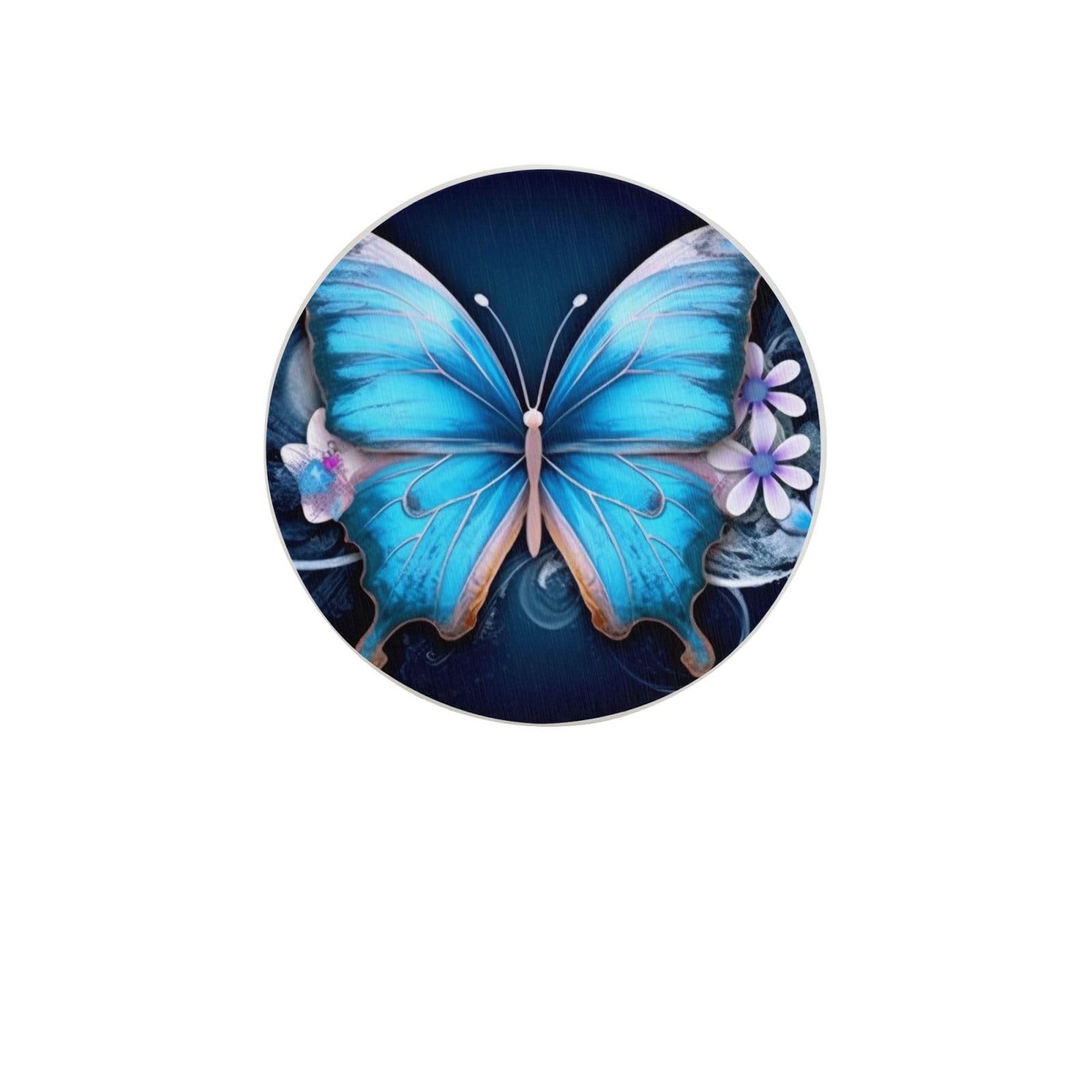 Cute Butterfly Absorbent Drink Coasters Diatomaceous Round Coaster 4 Inch Reusable Cup Coasters Set 4pc