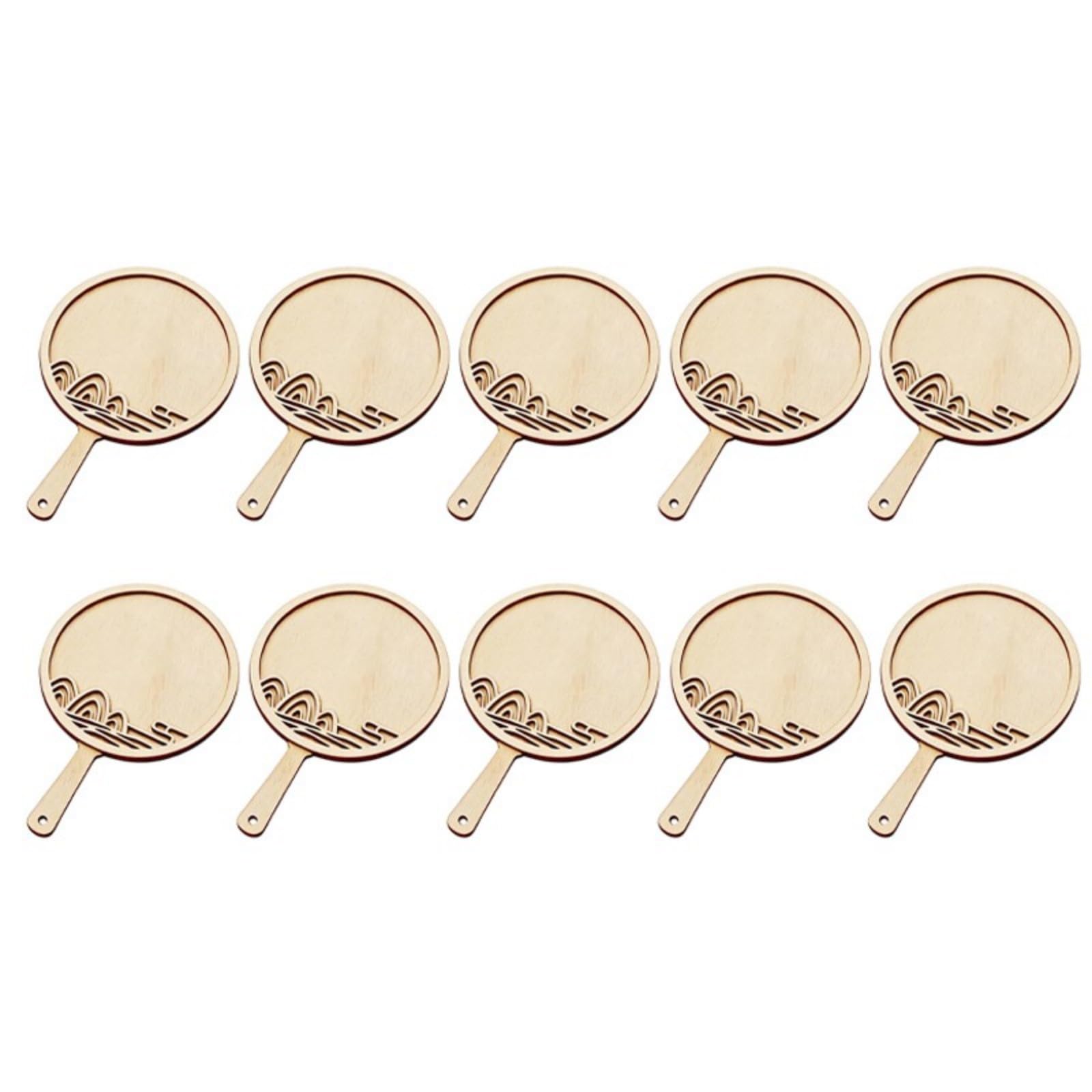 Xinsheinelry 10Pcs Wooden Ancient Handle Fan Unfinished Wooden Fan Shape Cutout for Art Painting Craft and Home Decoration Empty Chinese Admirers