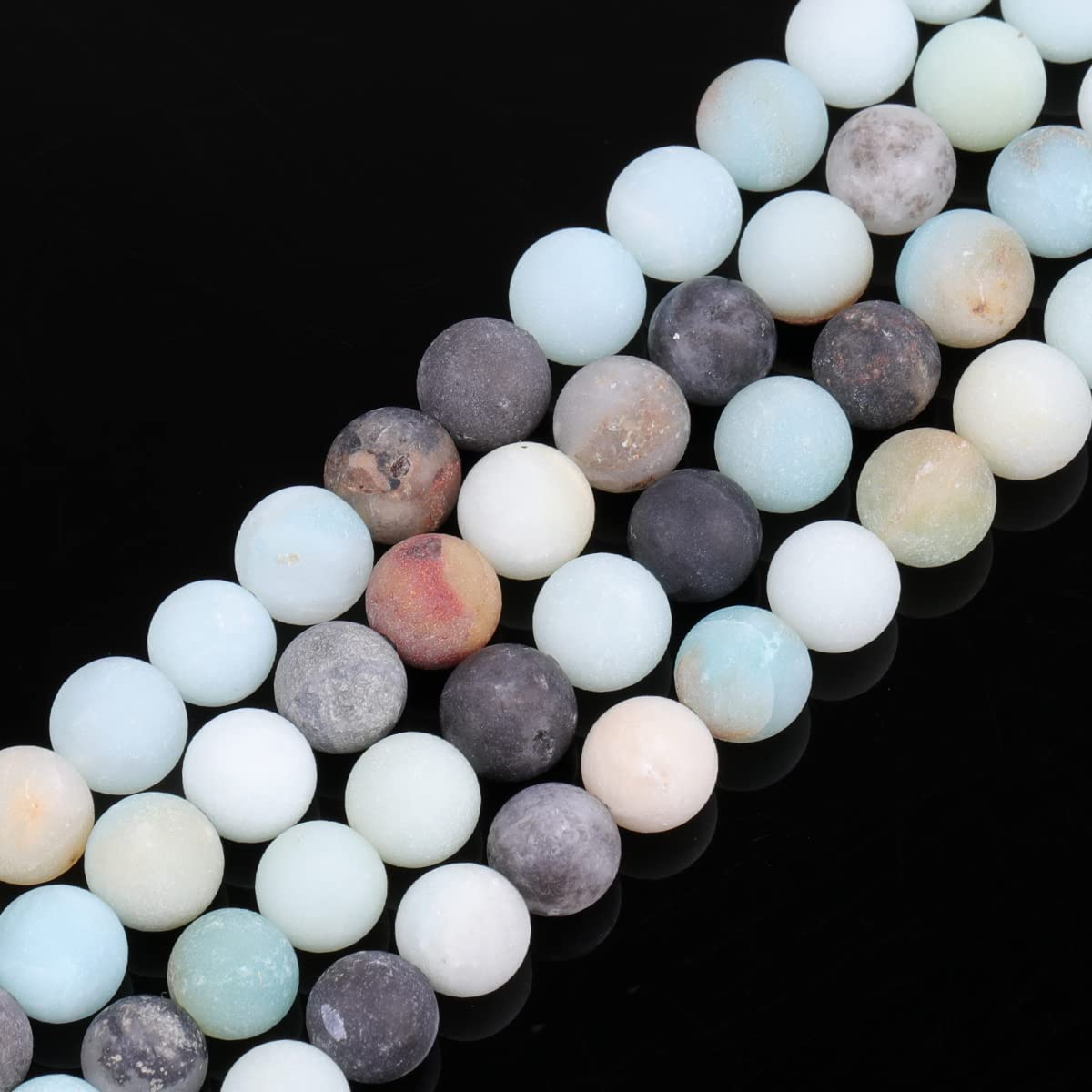 GEM-Inside Natural 6mm Matte Frosted Amazonite Round Gemstone Loose Beads for Jewellery Making 15''